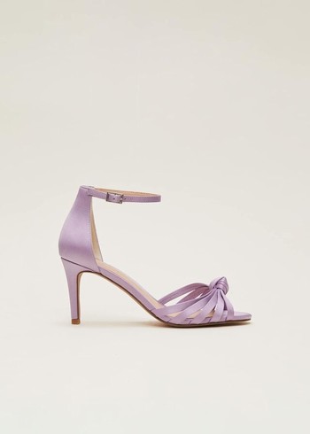 Phase Eight Purple Satin Open Toe Heels Purple Australia | DK2394185